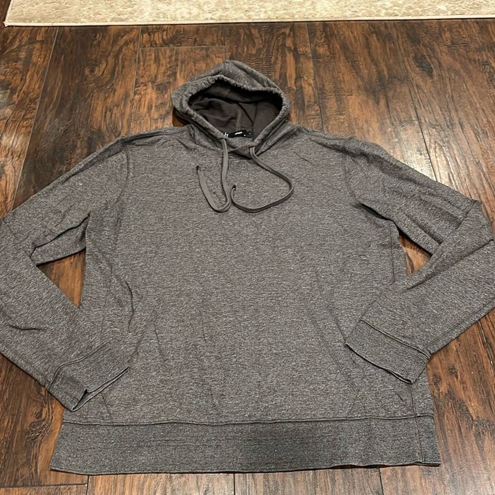 VINCE Hoodie Mens Large Gray Hooded Pullover Casual Preppy Sweatshirt GUC